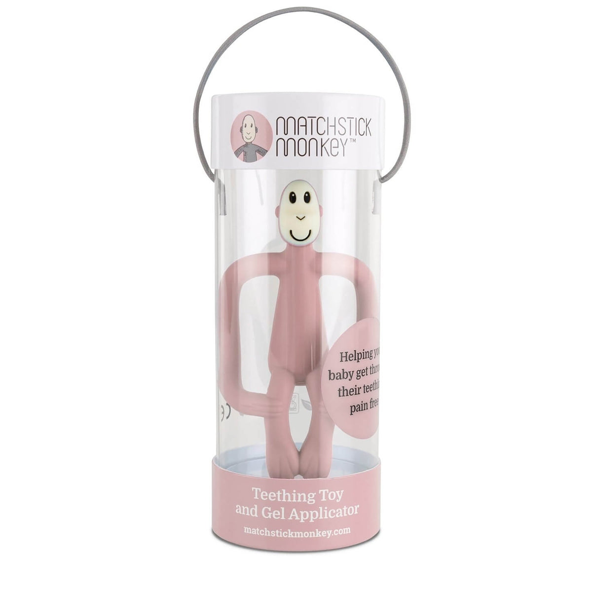 Matchstick Monkey Teething Toy and Gel Applicator - Dusty Pink