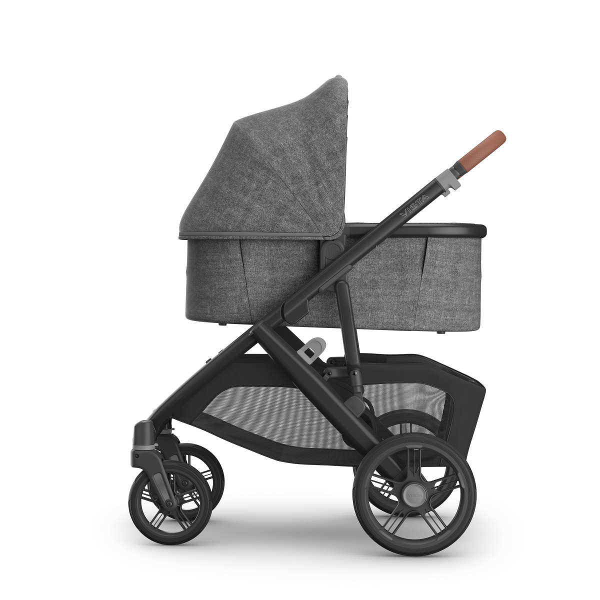 UPPAbaby V3 Bassinet - Greyson (Charcoal Melange / Black), on Vista V3, side