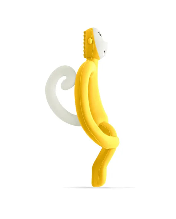 Matchstick Monkey Teething Toy and Gel Applicator - Yellow baby teether for sore gums with textured bumps and easy-grip design