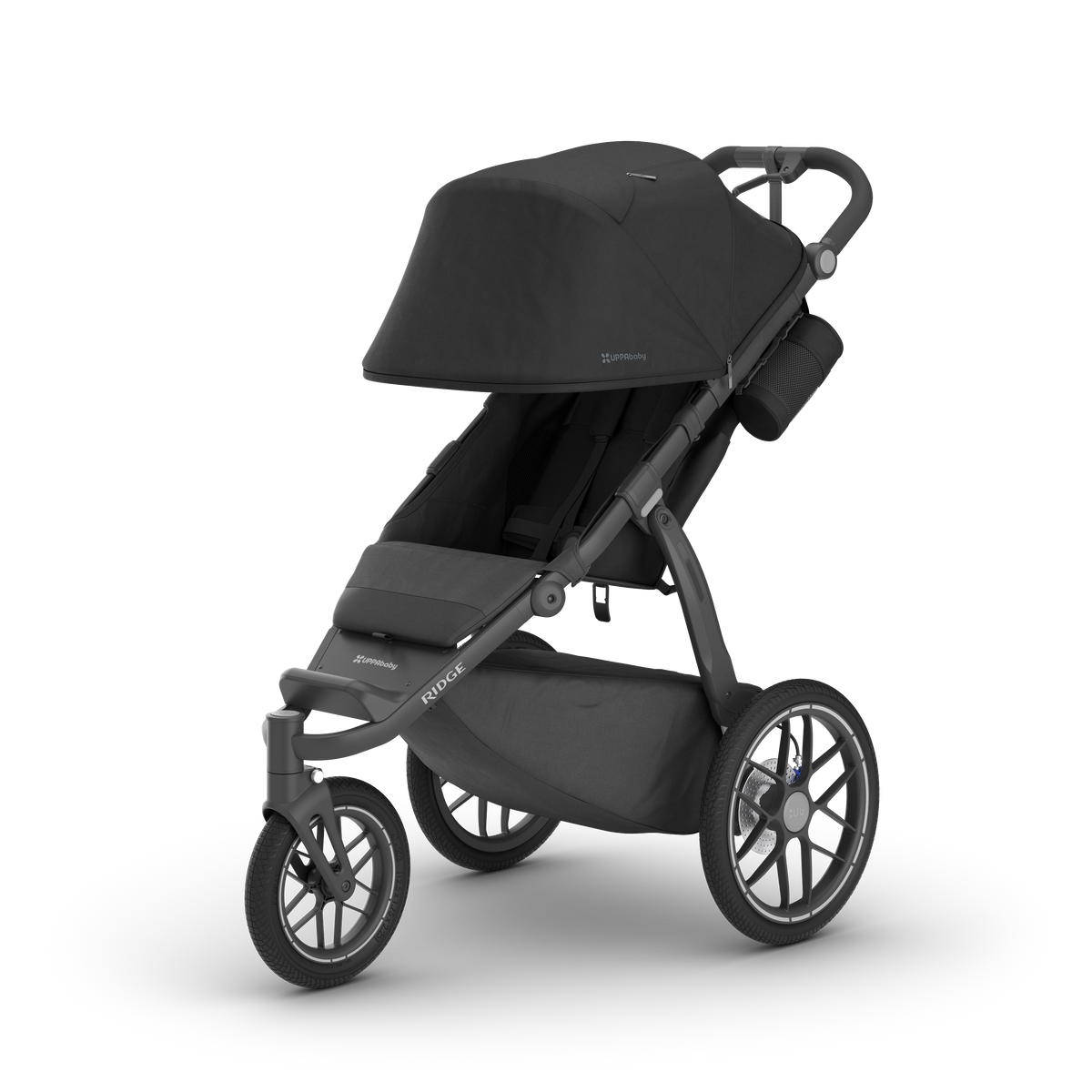 UPPAbaby Ridge V2 Pram Jogger - James (Black), three quarter left sunshade