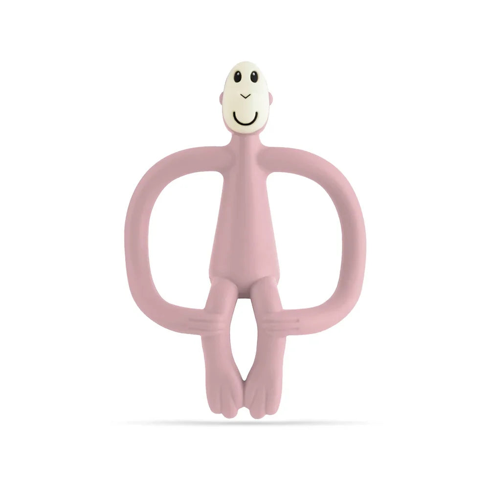 Matchstick Monkey Teething Toy and Gel Applicator - Dusty Pink baby teether for sore gums with textured bumps and easy-grip design