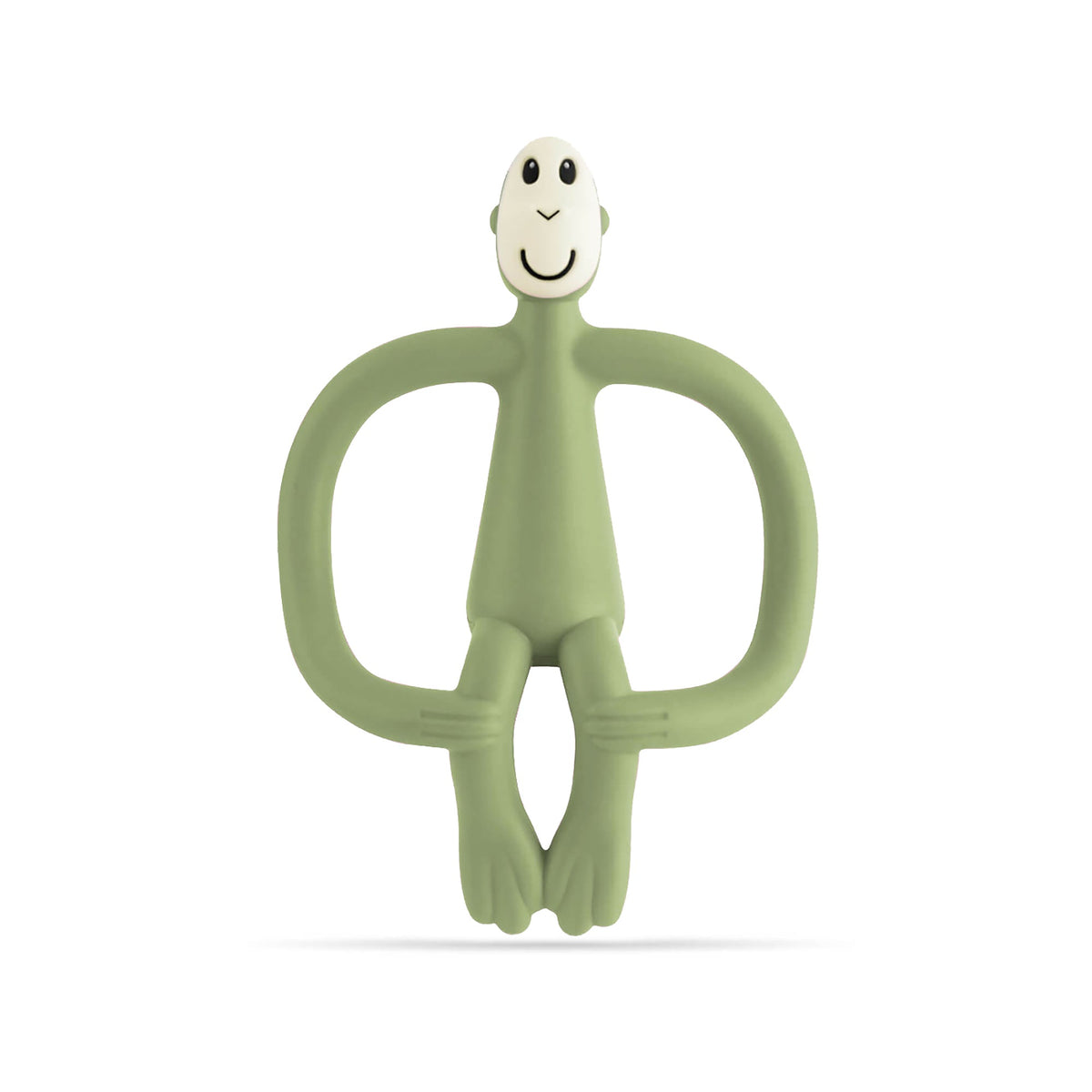 Matchstick Monkey Teething Toy and Gel Applicator - Olive baby teether for sore gums with textured bumps and easy-grip design