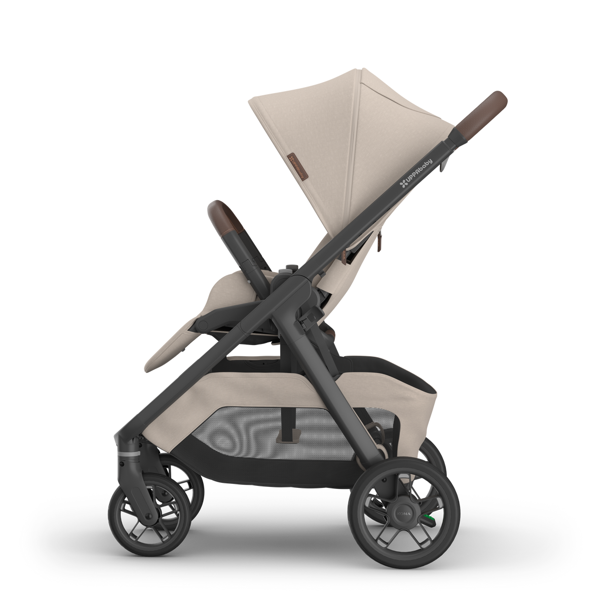 UPPAbaby Kona pram in Ada (sandstone melange), side view from the left