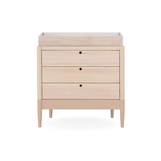Gaia Baby Eos Dresser in natural wood finish with multiple drawers and sleek design, ideal for nursery storage and organization.