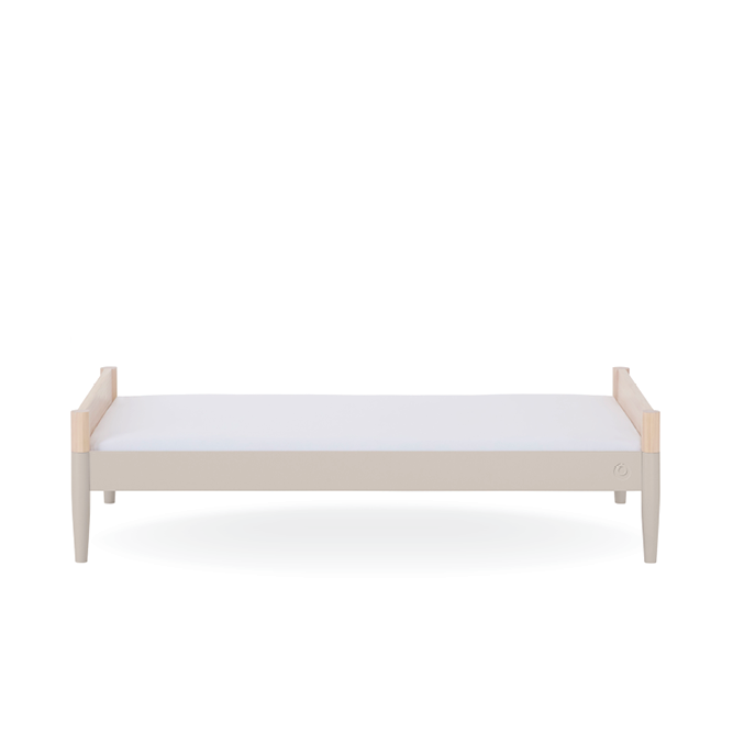 Gaia Baby Eos Cot Bed in natural ash finish with soft cashmere accents, showcasing a sturdy wooden frame and modern design.