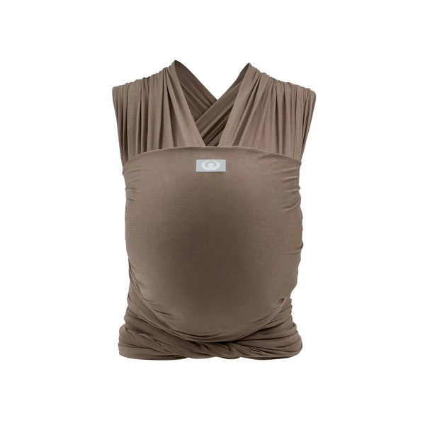 Gaia Baby stretchy baby wrap in nutmeg color, soft and flexible fabric for comfortable baby carrying, front view.