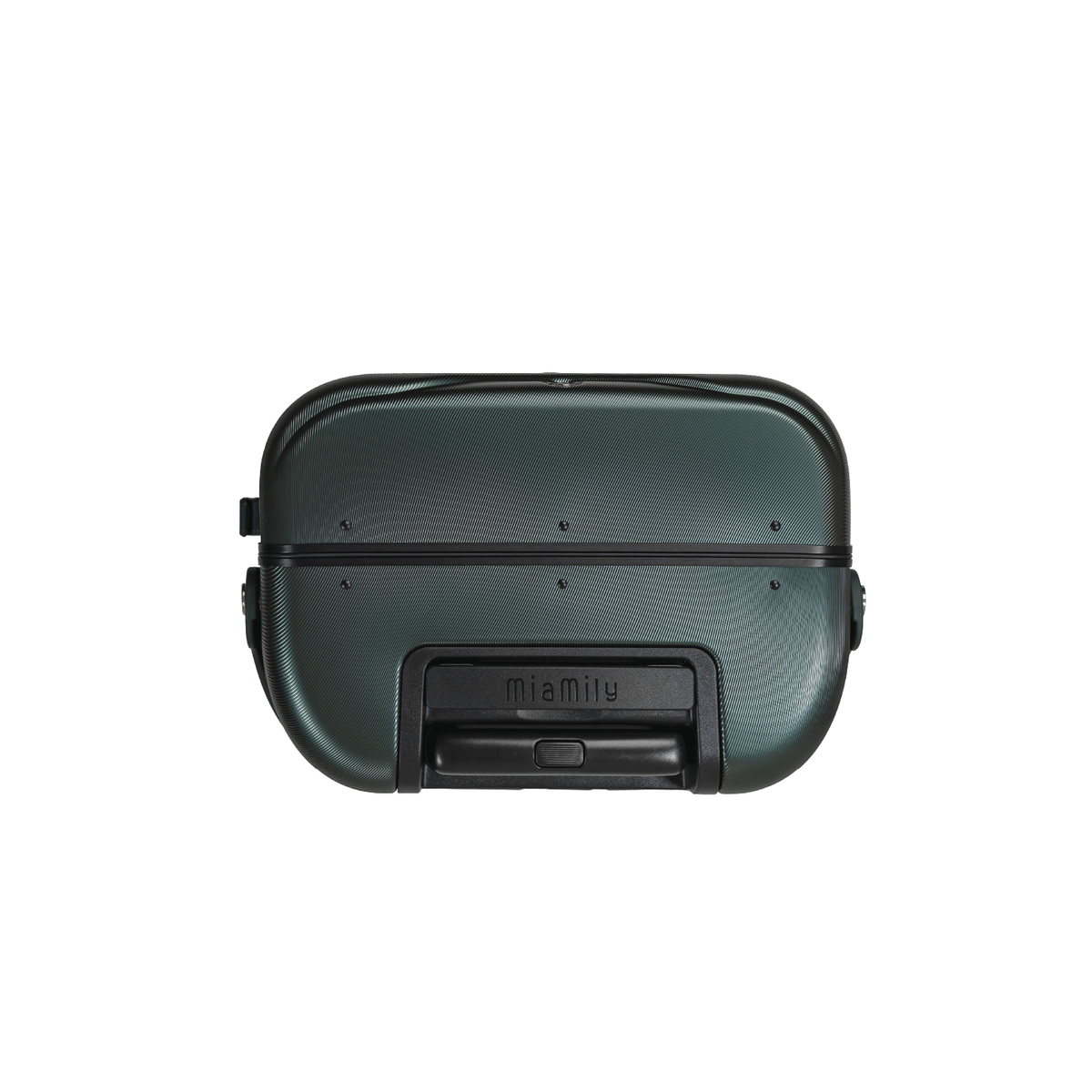 Forest green MiaMily Carry On suitcase with smooth exterior and four wheels, designed for easy travel and durability.