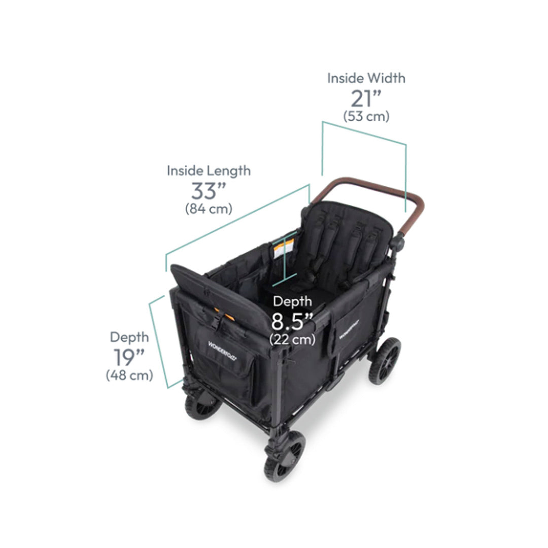 WonderFold W4 Luxe Pro Stroller Wagon - Jet Black - WonderFold Wagons Australia