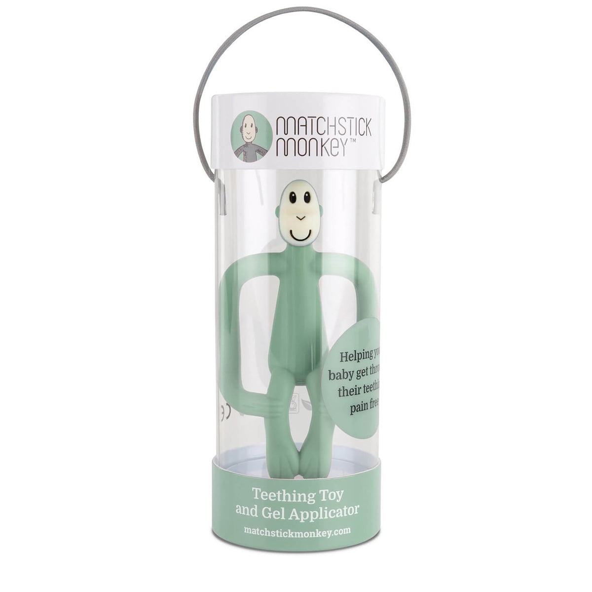 Matchstick Monkey Teething Toy and Gel Applicator - Mint Green