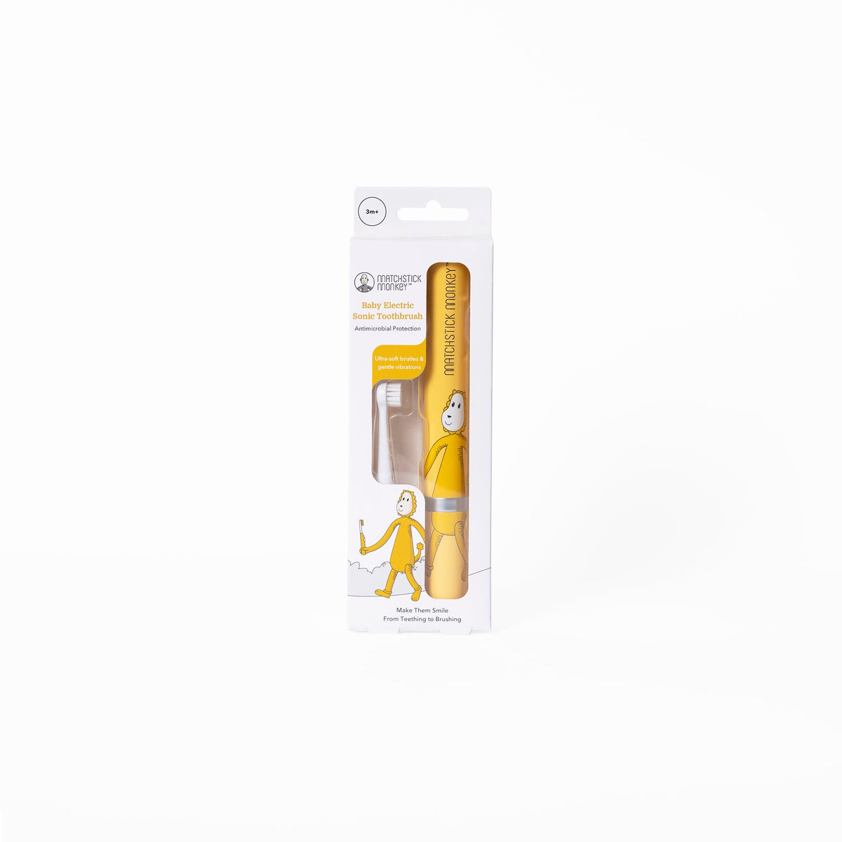 Matchstick Monkey Baby Sonic Toothbrush - Ludo Lion with ultra-soft bristles and protective cap for baby oral care
