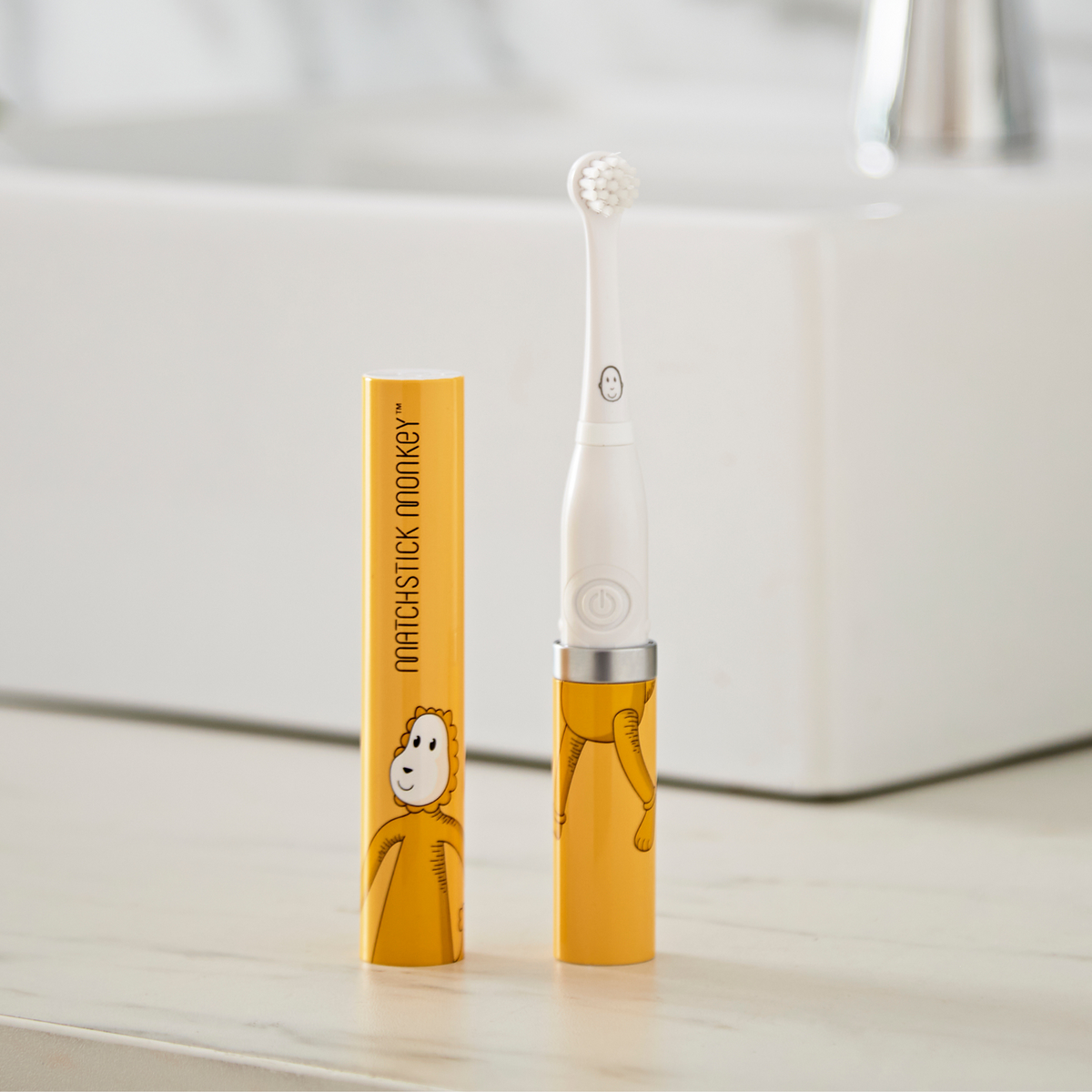 Matchstick Monkey Baby Sonic Toothbrush - Ludo Lion with ultra-soft bristles and protective cap for baby oral care