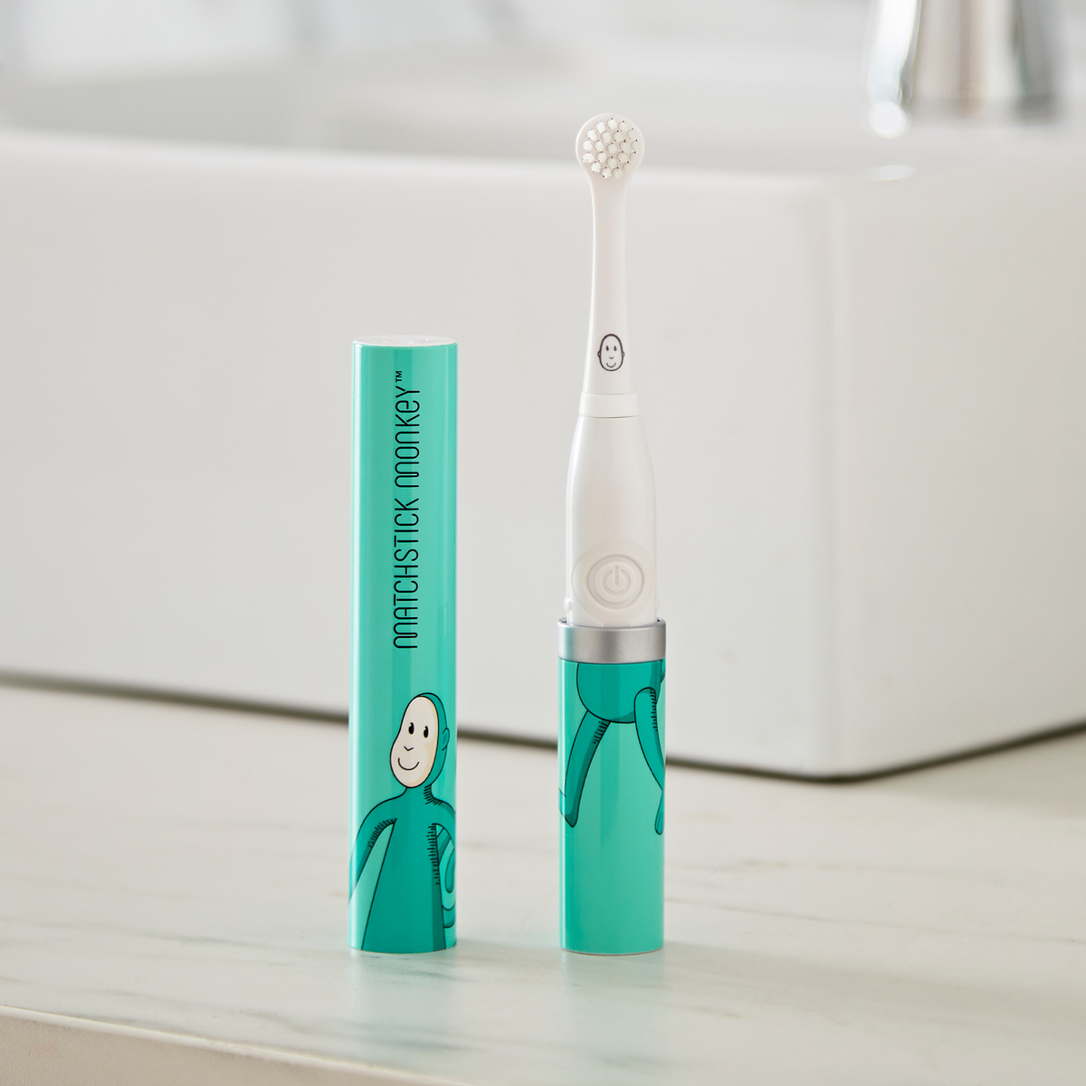 Matchstick Monkey Baby Sonic Toothbrush - Monkey with ultra-soft bristles and protective cap for baby oral care