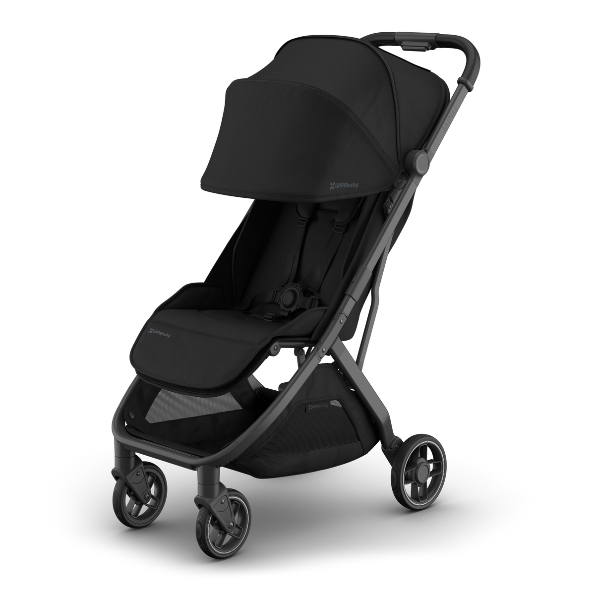 UPPAbaby Minu V3 Stroller - James (Black), three quarter left sunshade