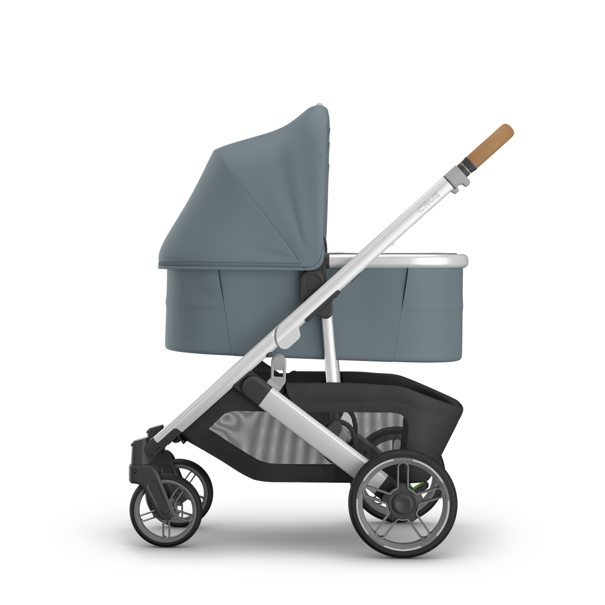 UPPAbaby V3 Bassinet - Callum (Stone Blue / Silver), on Cruz V3, side