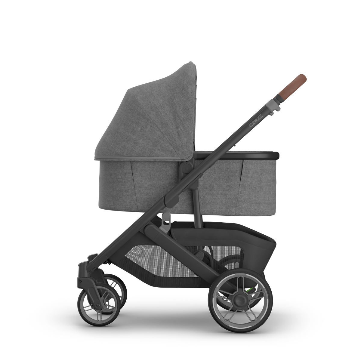 UPPAbaby V3 Bassinet - Greyson (Charcoal Melange / Black), on Cruz V3, side