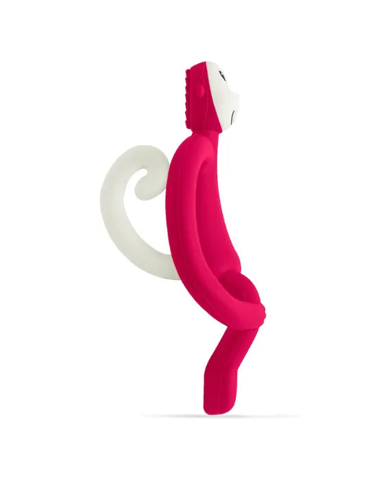 Matchstick Monkey Teething Toy and Gel Applicator - Red baby teether for sore gums with textured bumps and easy-grip design