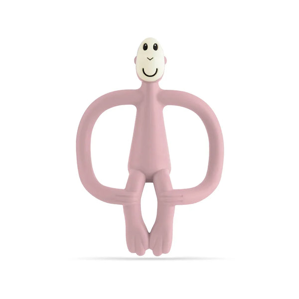 Matchstick Monkey Teething Toy and Gel Applicator - Dusty Pink baby teether for sore gums with textured bumps and easy-grip design