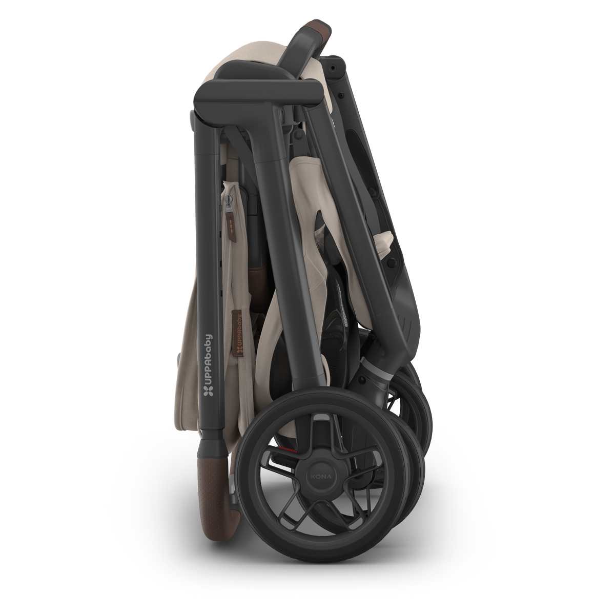 UPPAbaby Kona pram in Ada (sandstone melange), folded, side view