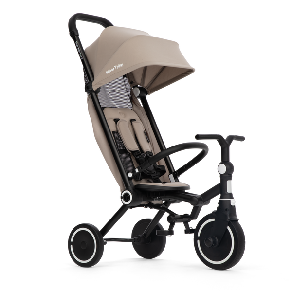SmarTrike Wonder Max stone beige tricycle for kids with sturdy frame and adjustable seat, ideal for outdoor play.