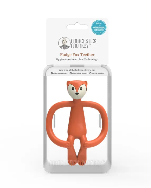 Matchstick Monkey Fox Teether baby teether for sore gums with textured bumps and easy-grip design