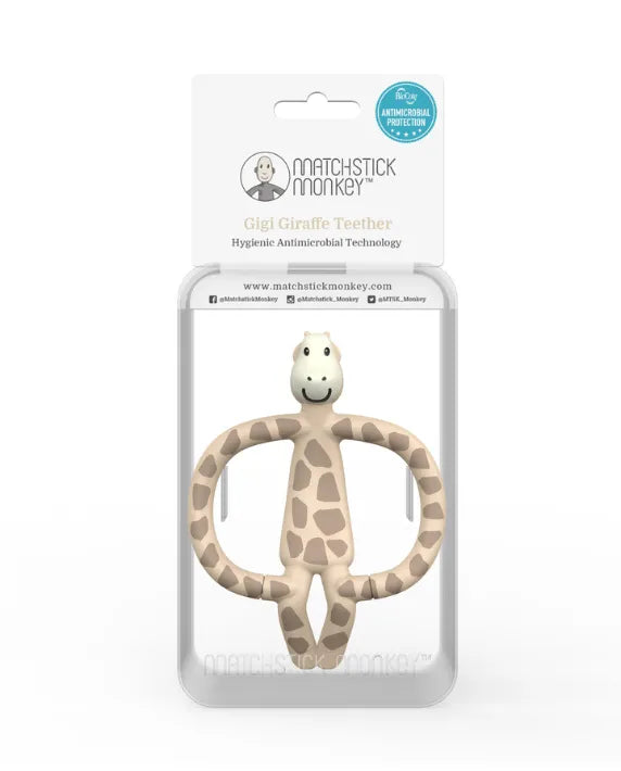 Matchstick Monkey Giraffe Teether baby teether for sore gums with textured bumps and easy-grip design