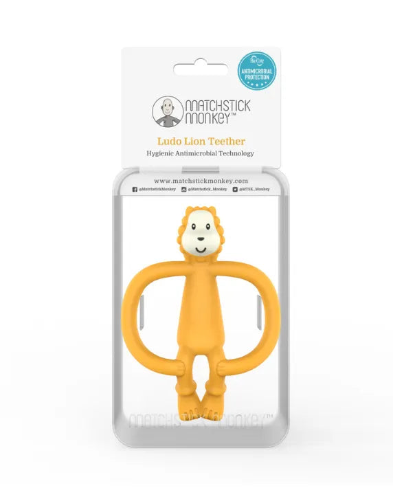 Matchstick Monkey Lion Teether baby teether for sore gums with textured bumps and easy-grip design