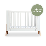 Gaia Baby Hera Cot - Scandi White | Natural (Ex Showroom)