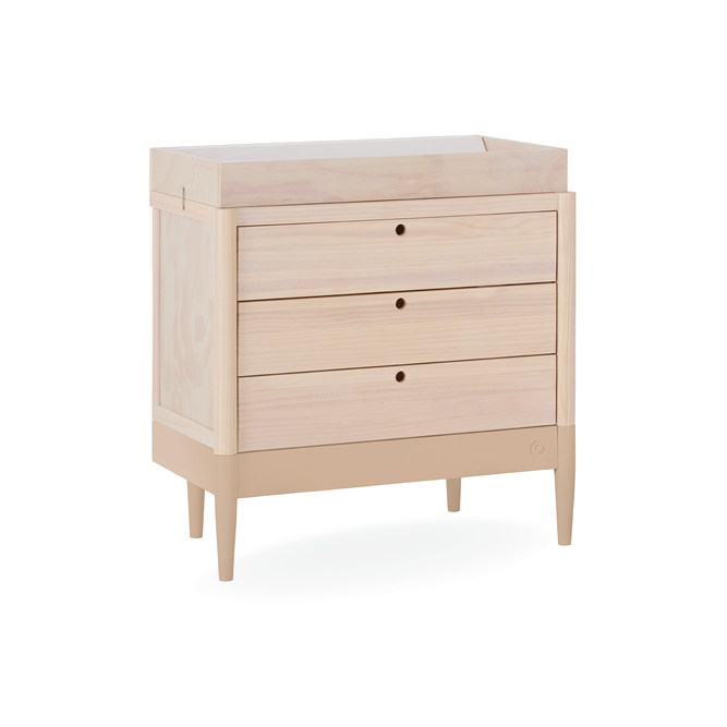 Gaia Baby Eos Dresser in natural wood finish with multiple drawers, ideal for nursery storage and organization.