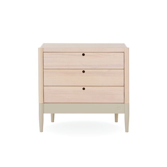 Gaia Baby Eos Dresser in natural wood finish with sleek design and spacious drawers for nursery storage.