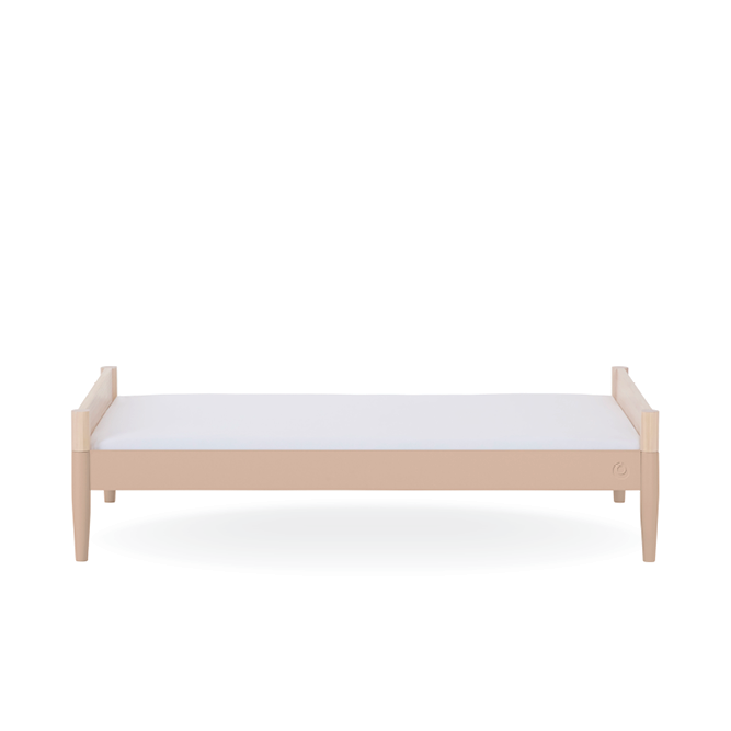 Gaia Baby Eos Cot Bed in Natural Ash with Powder Blush finish, showcasing the sturdy wooden frame and elegant design.