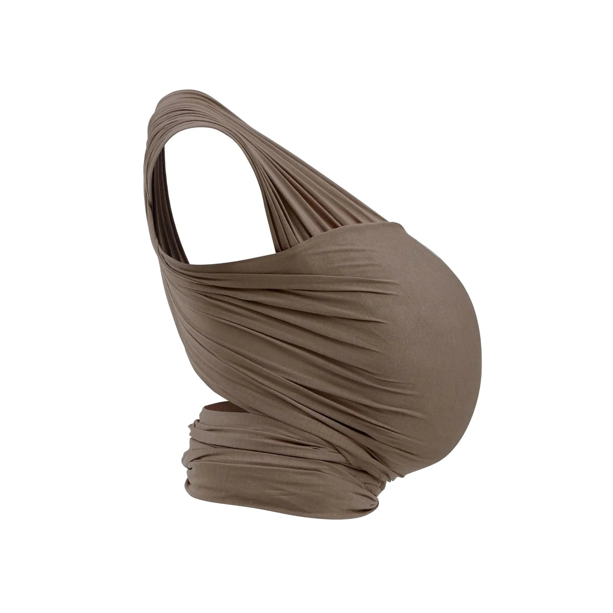 Gaia Baby stretchy baby wrap in nutmeg color, showing side view with soft fabric and secure wrapping design for comfortable carrying.