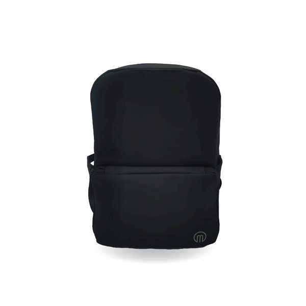 MiaMily expandable backpack in midnight black, showing its sleek design and adjustable straps for versatile carrying.
