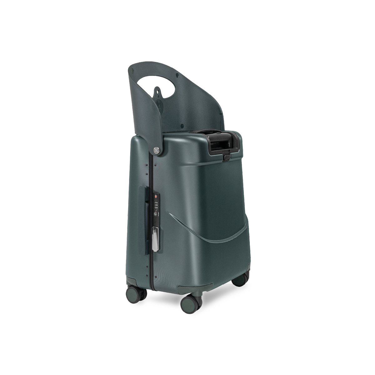 Forest green MiaMily Carry On suitcase with four wheels and retractable handle, designed for travel and easy maneuverability.