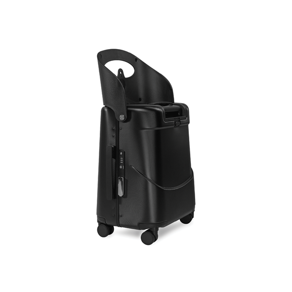 Midnight black MiaMily Carry On suitcase with four wheels and retractable handle, lightweight and durable travel luggage.