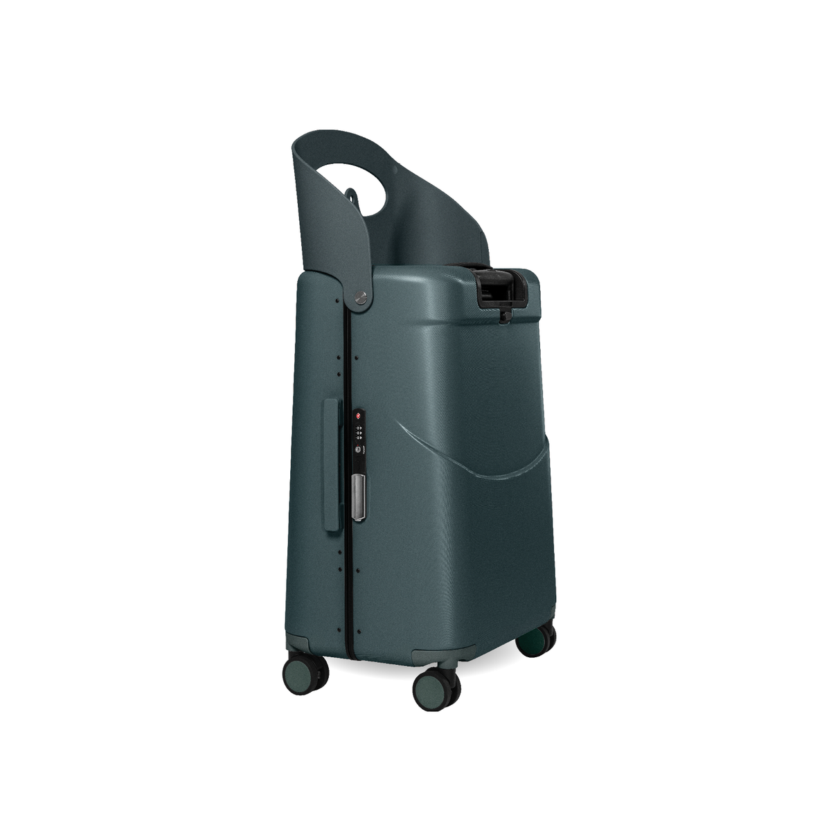 Forest green MiaMily Check In suitcase with sturdy wheels and telescopic handle, designed for travel and durability.