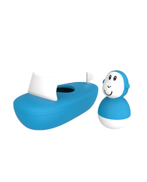 Matchstick Monkey Bath Time Boat Set - Blue