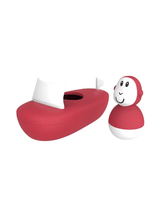 Matchstick Monkey Bath Time Boat Set - Red