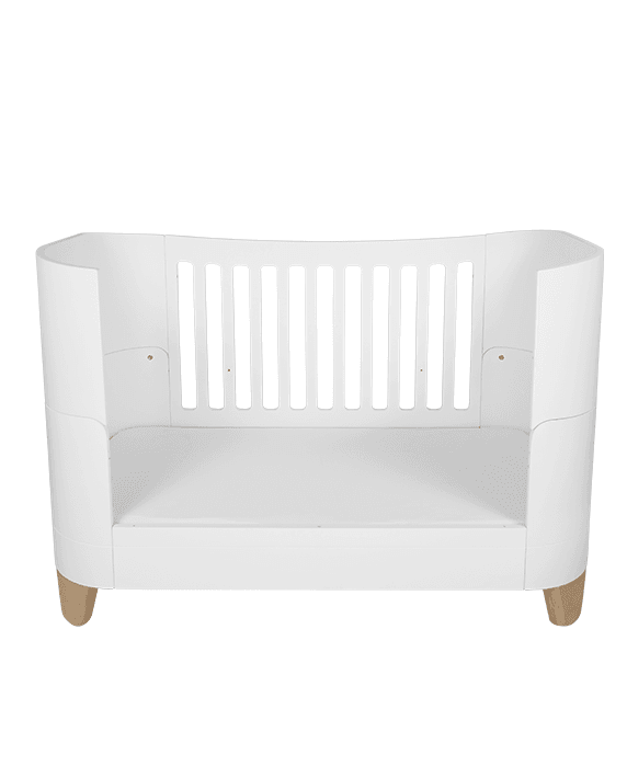 Serena Convertible Cot Bed - White | Natural with included Mattress - Gaia Baby