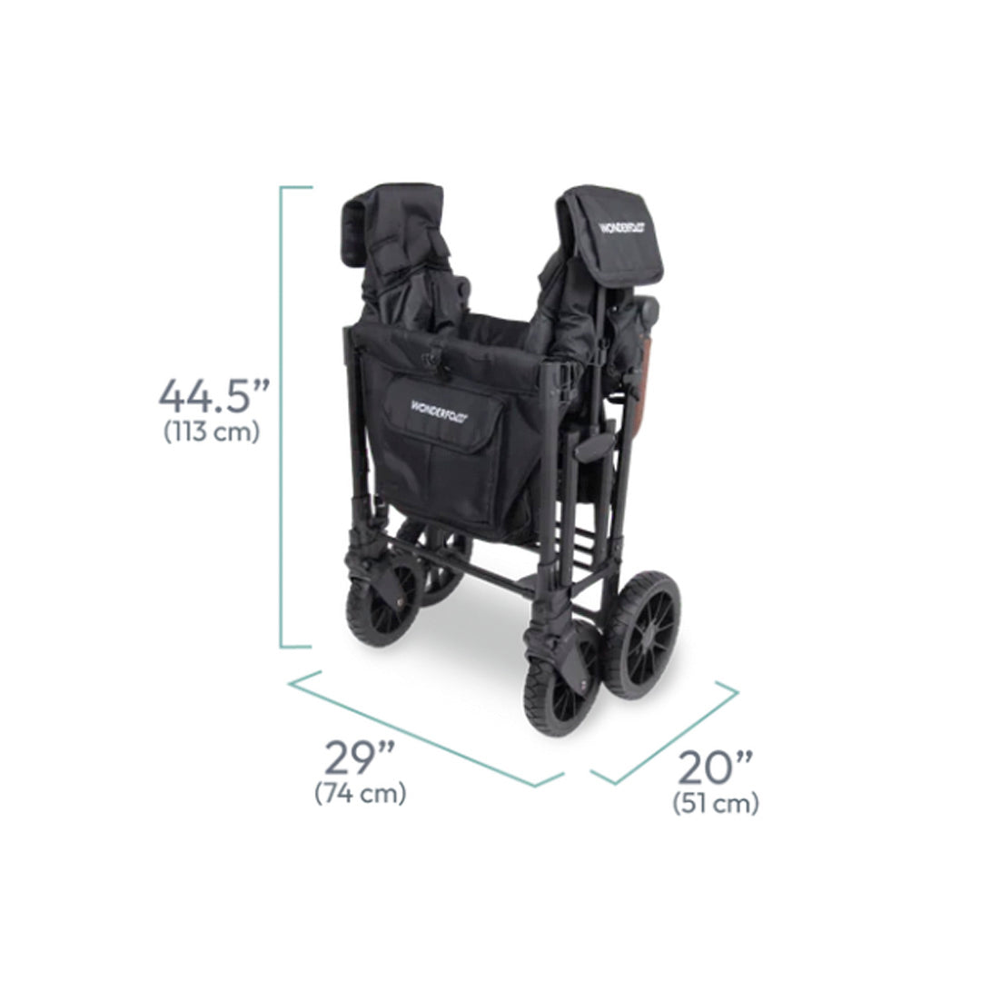 WonderFold W4 Luxe Pro Stroller Wagon - Jet Black - WonderFold Wagons Australia