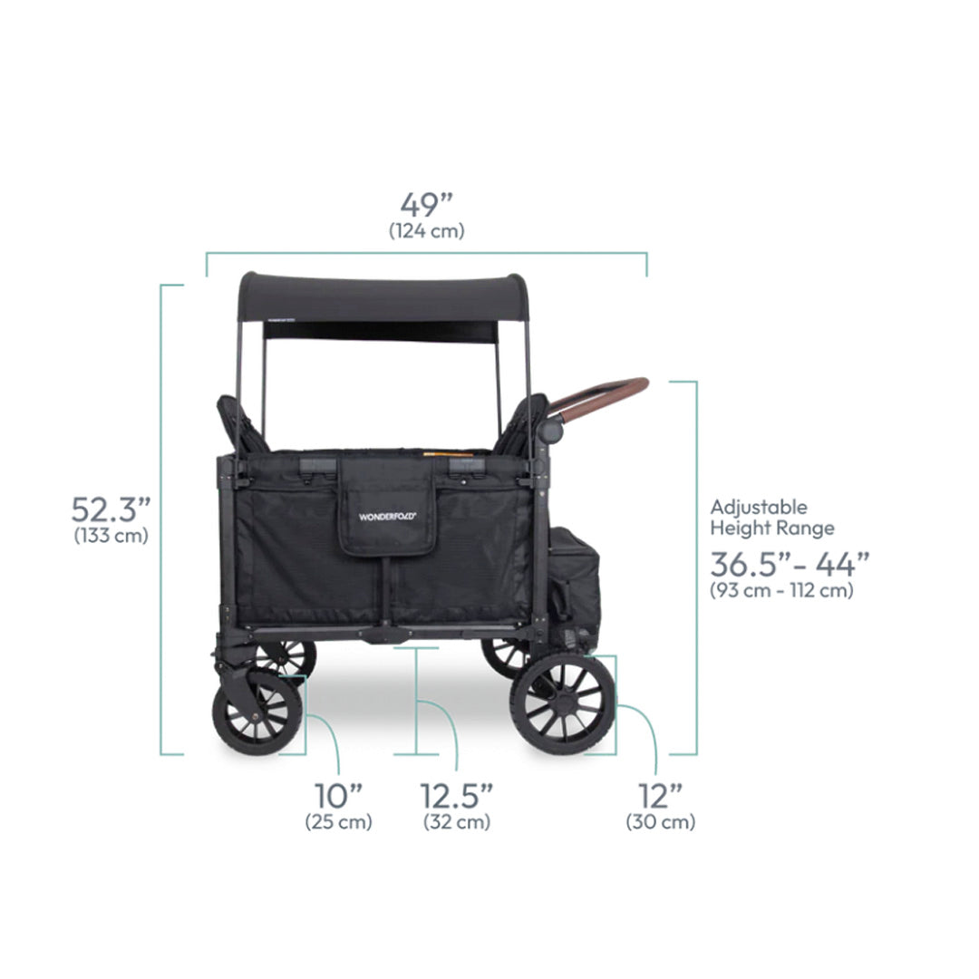 WonderFold W4 Luxe Pro Stroller Wagon - Jet Black - WonderFold Wagons Australia