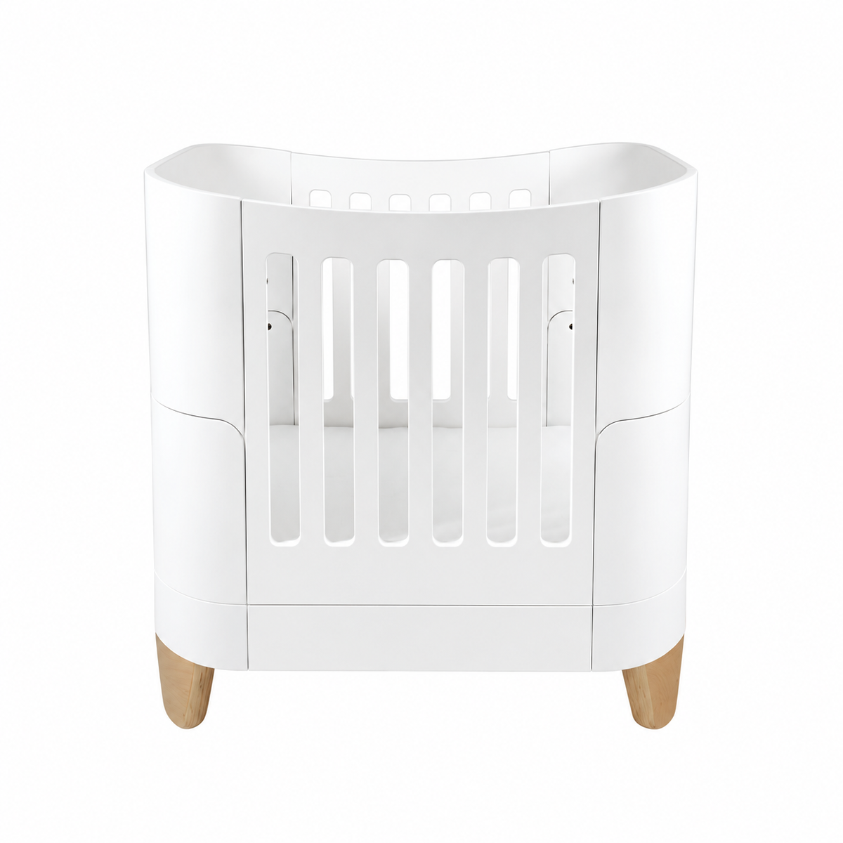 Serena Mini Cot - White | Natural with included Mattress